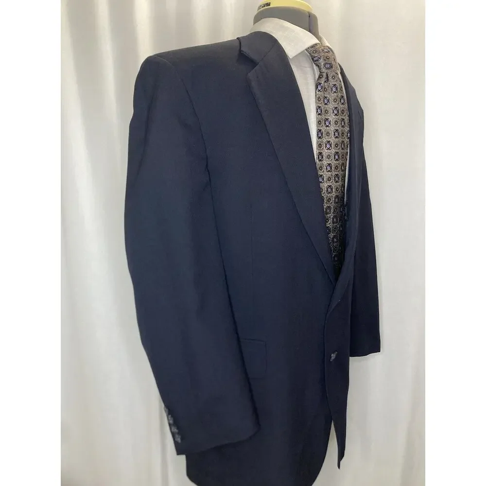 Lands End Mens 42R Blazer Navy Blue Wool 2 Button 45